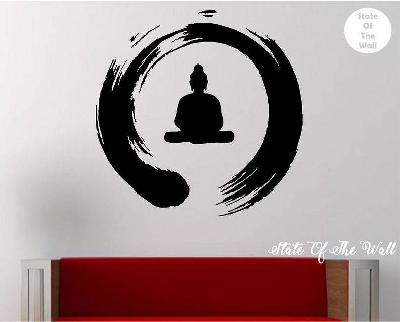 zen circle with buddha wall decal vinyl sticker art decor | etsy