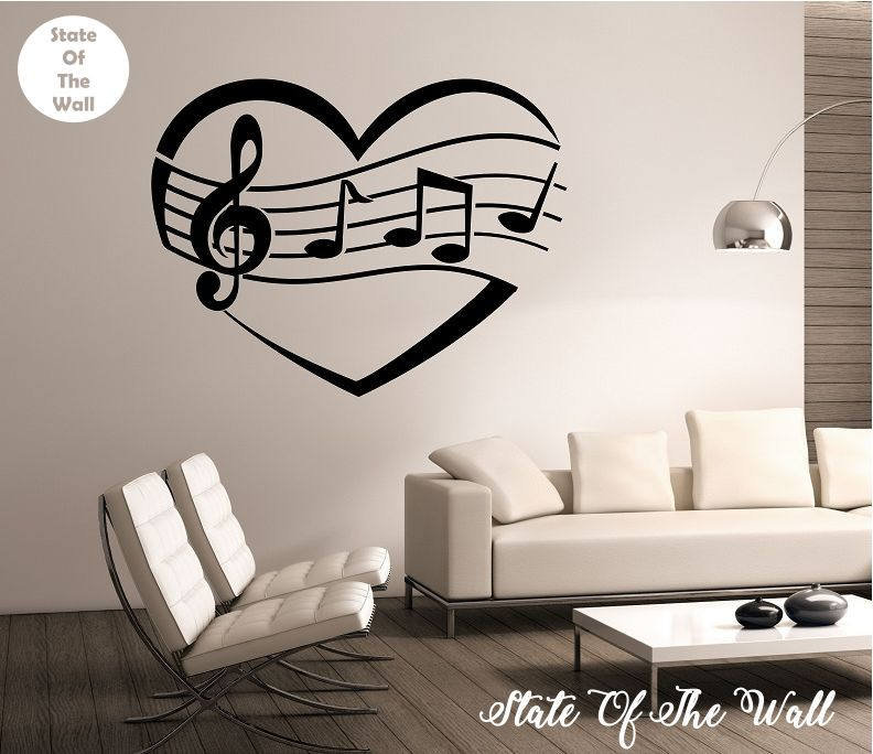 I Heart Music Wall Decal Vinyl Sticker Art Decor Bedroom | Etsy