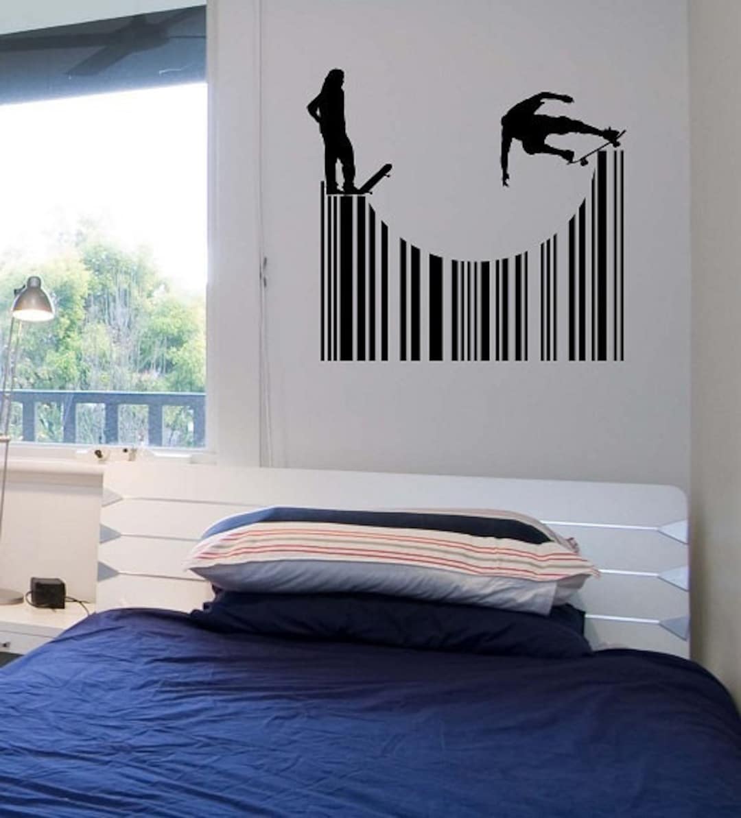 Skating Ramp Sticker Skater Skateboarders Hitting the Ramps Wall Decal Vinyl Sticker Art ...