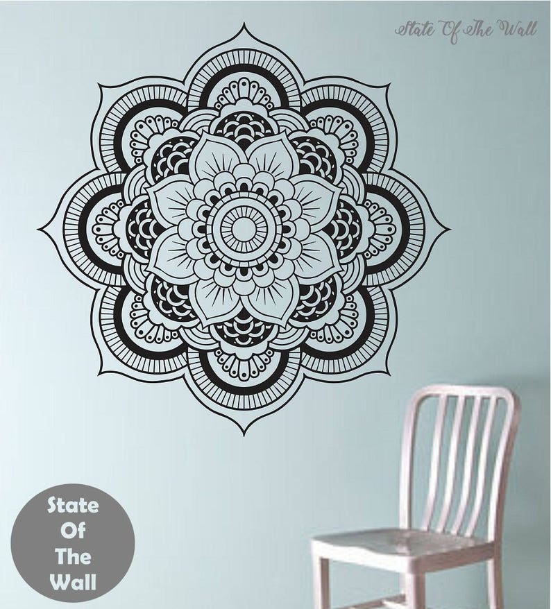 Mandala Wall Decal Flower namaste Vinyl Sticker Art Decor Bedroom Design Mural flower Buddha namaste yoga living room image 1