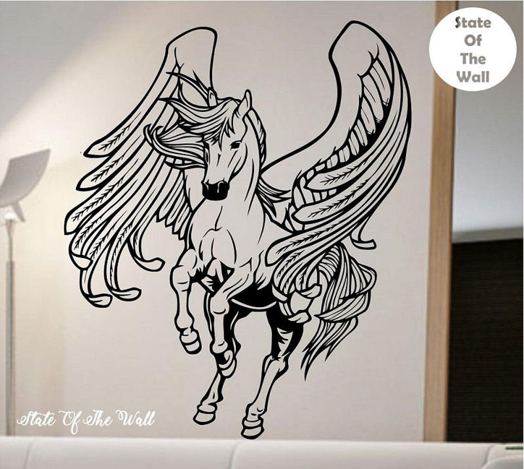 Pegasus Wall Decal: Greek Mythology Horse Art Decor - Etsy