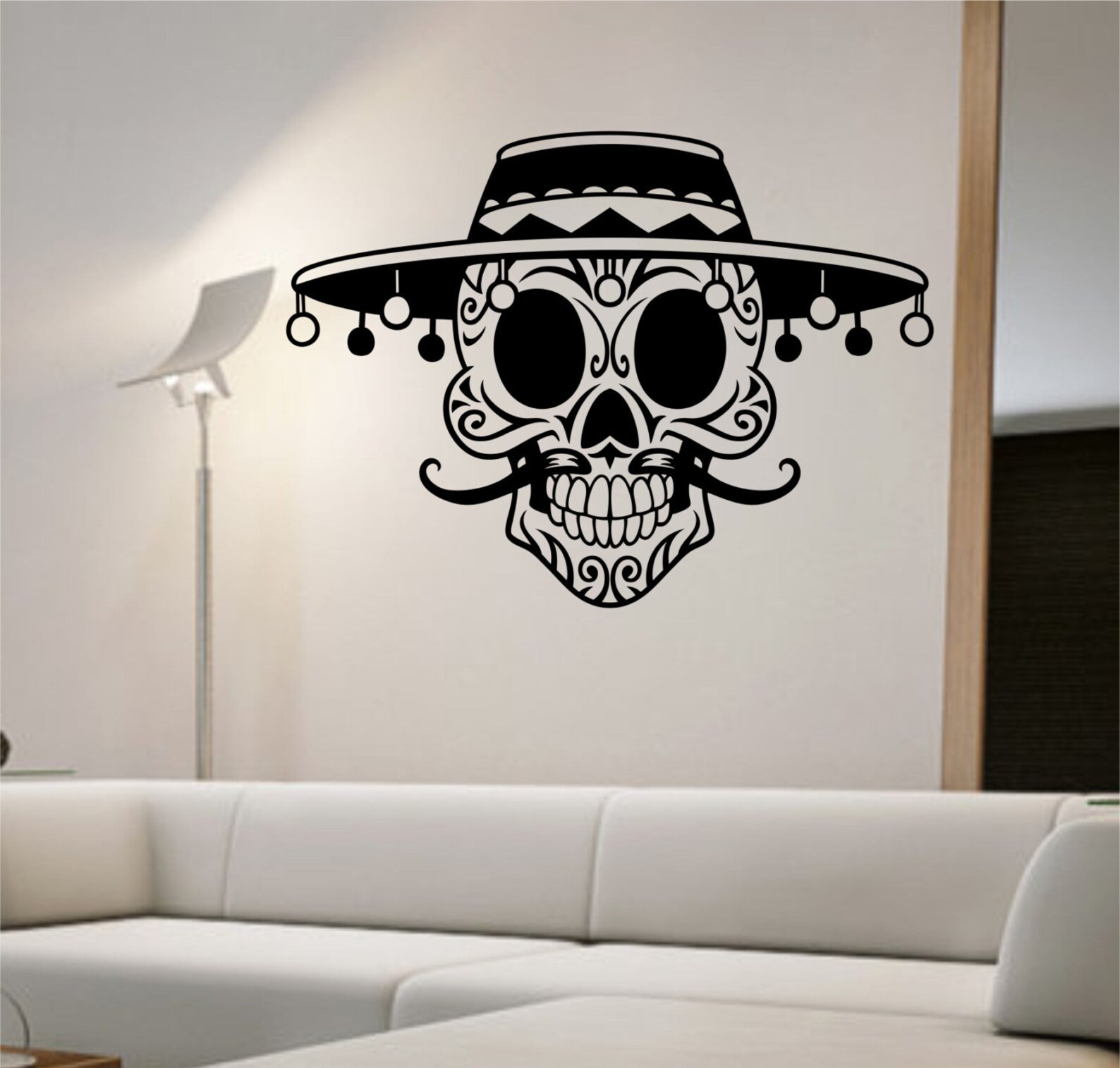 Mustache Sugar Skull Vinyl Wall Decal Home Decor Art Etsy