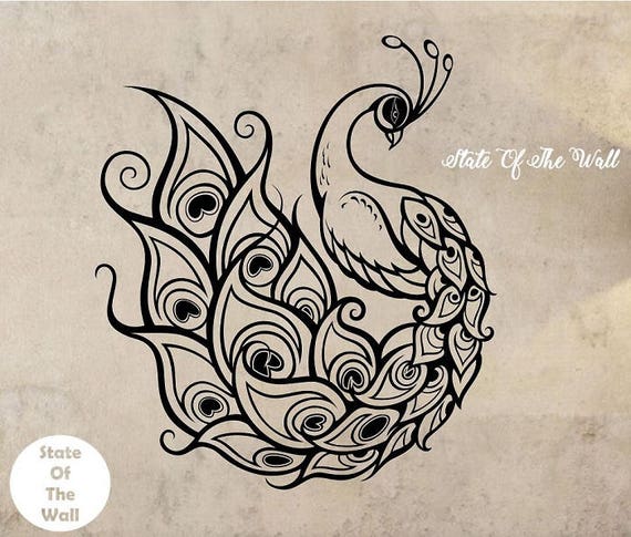 Peacock Wall Decal Sticker Art Decor Bedroom Design Mural Etsy