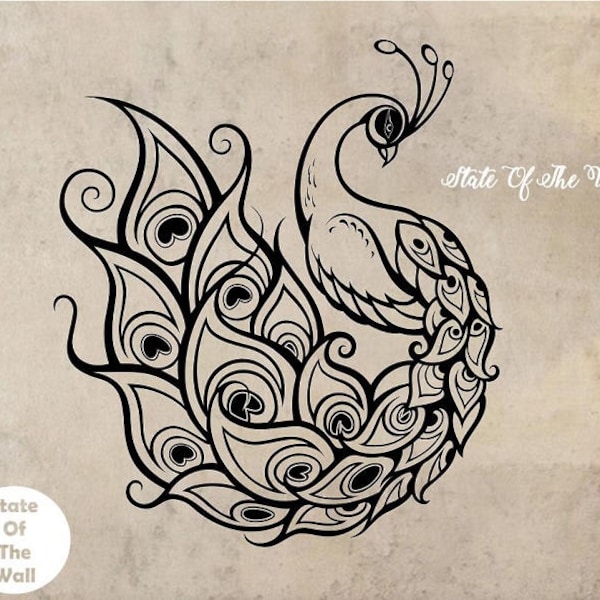 Peacock Wall Decal Etsy