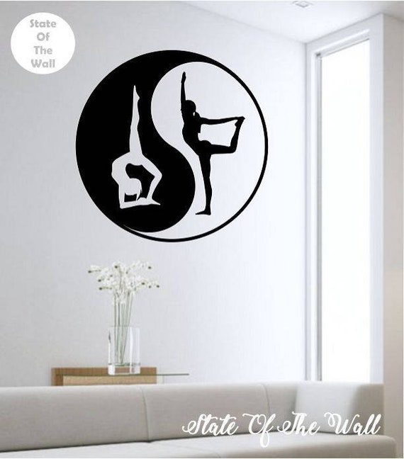 Yin Yang Wall Decal Yoga Namaste Vinyl Sticker Art Decor Bedroom Design Mural Interior Design Buddha Peace Love Meditation Fitness