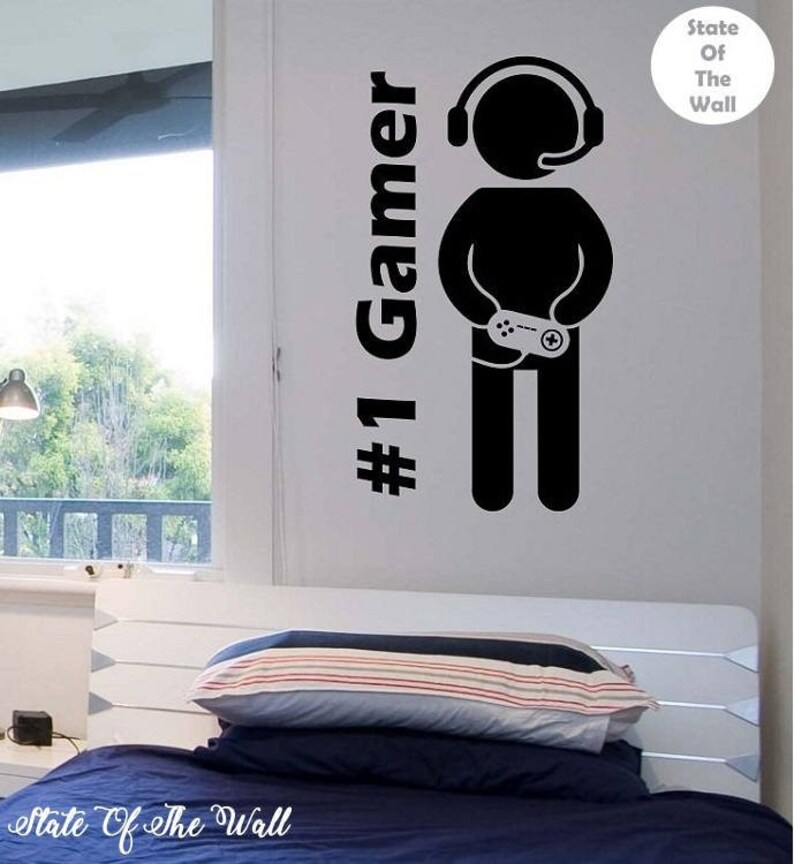 Gamer Wall Decal 1 Gamer Vinyl Sticker Art Decor Bedroom Etsy