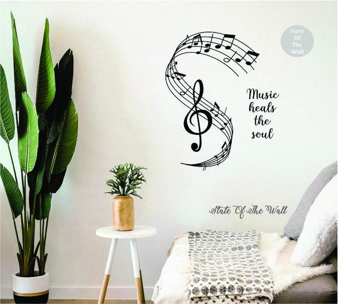 Music Wall Decal Music Heals the Soul Vinyl Sticker Art Decor Bedroom ...