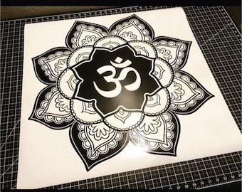 OM Mandala flower  Wall Decal Flower namaste Vinyl Sticker Art Decor Bedroom Design Mural flower Buddha namaste yoga living room