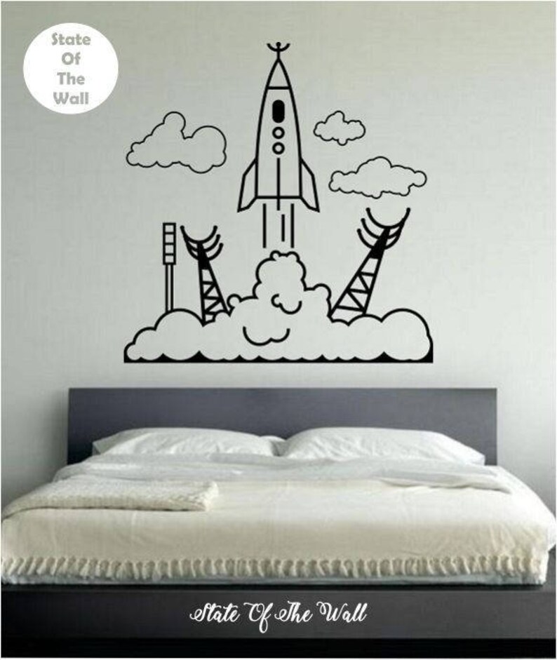 Spaceship Wall Decal Sticker Art Decor Bedroom Design Mural Etsy