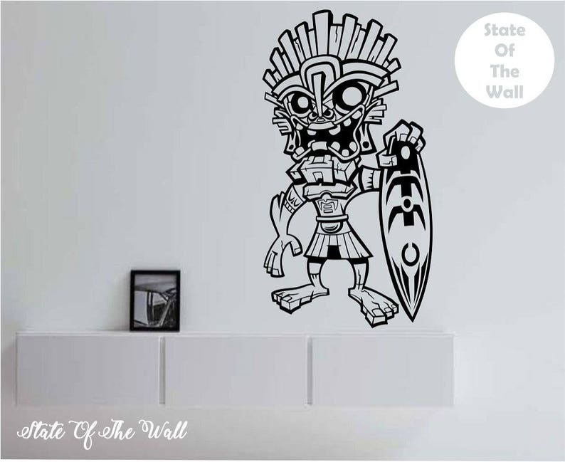 tiki surfer hawaii vinyl wall decal sticker art decor bedroom | etsy