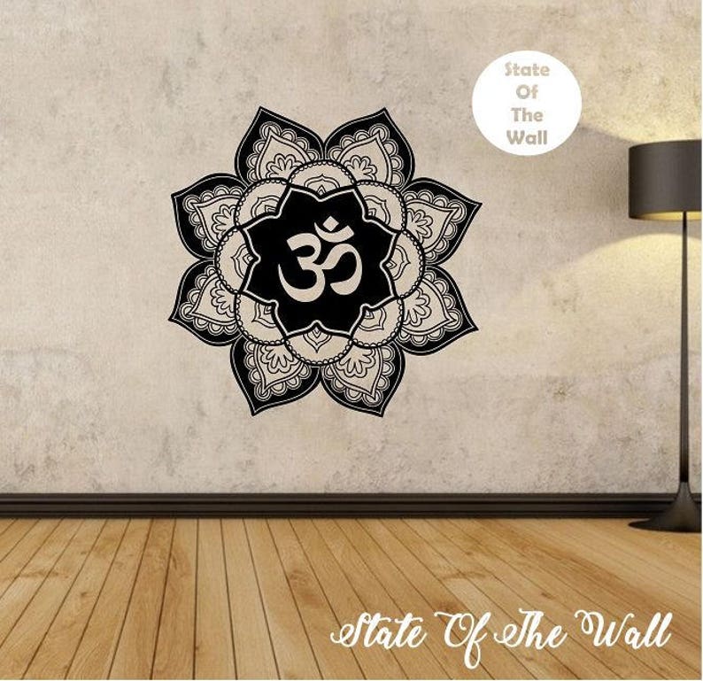 OM Mandala Flower Wall Decal Flower Namaste Vinyl Sticker Art Etsy