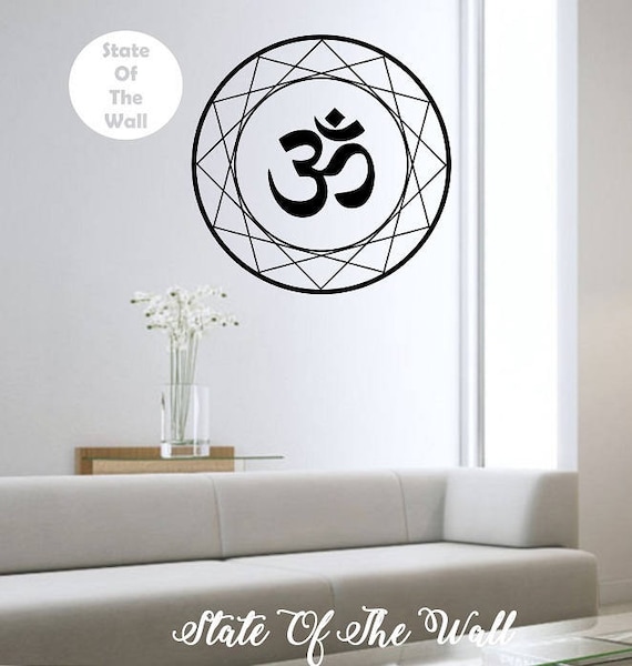 Om Wall Decal Vinyl Sticker sacred geometry Art Decor Bedroom Etsy