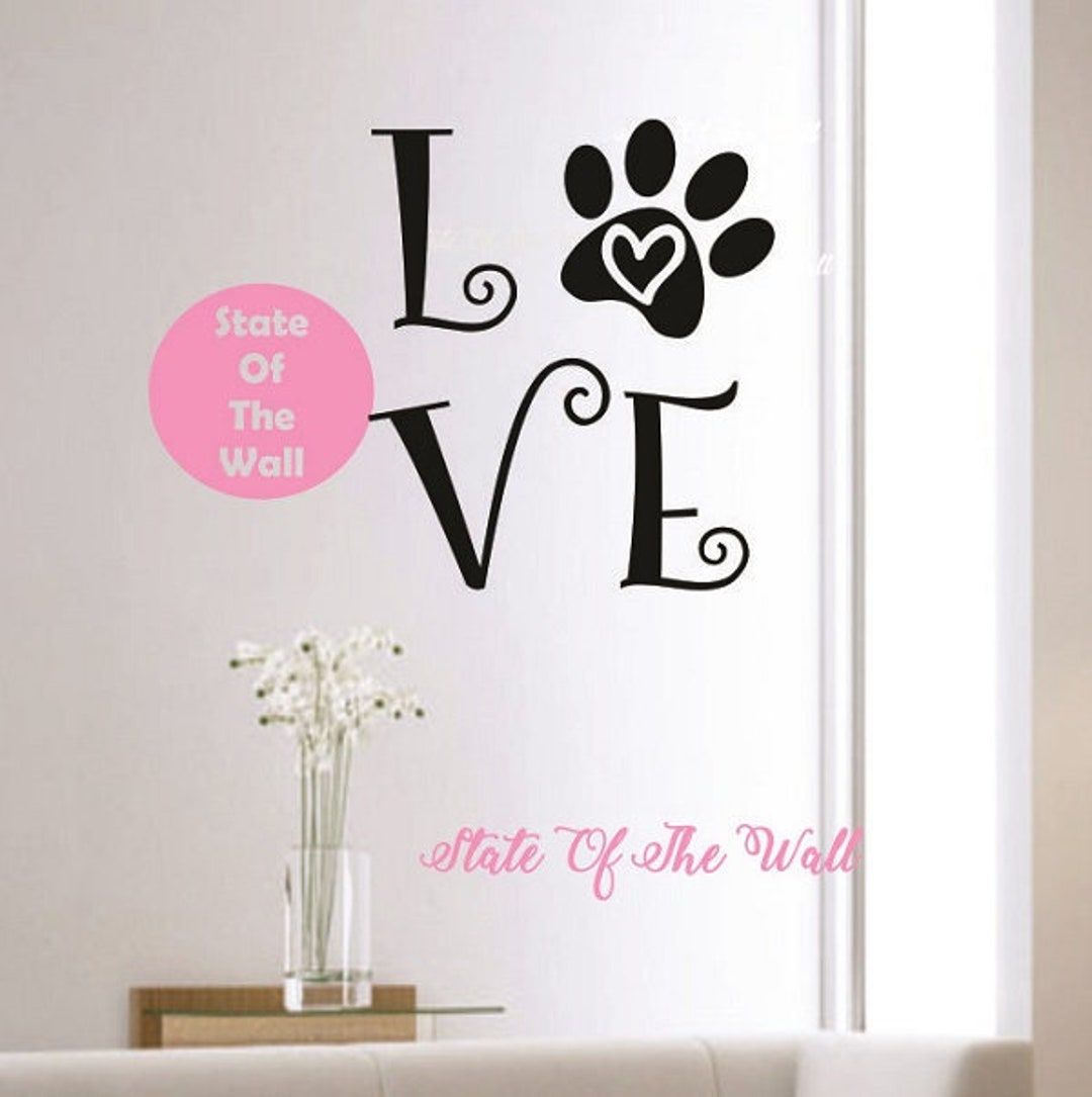 Love Dog Paw Wall Decal Sticker Art Decor Bedroom Design Mural Art Dog ...