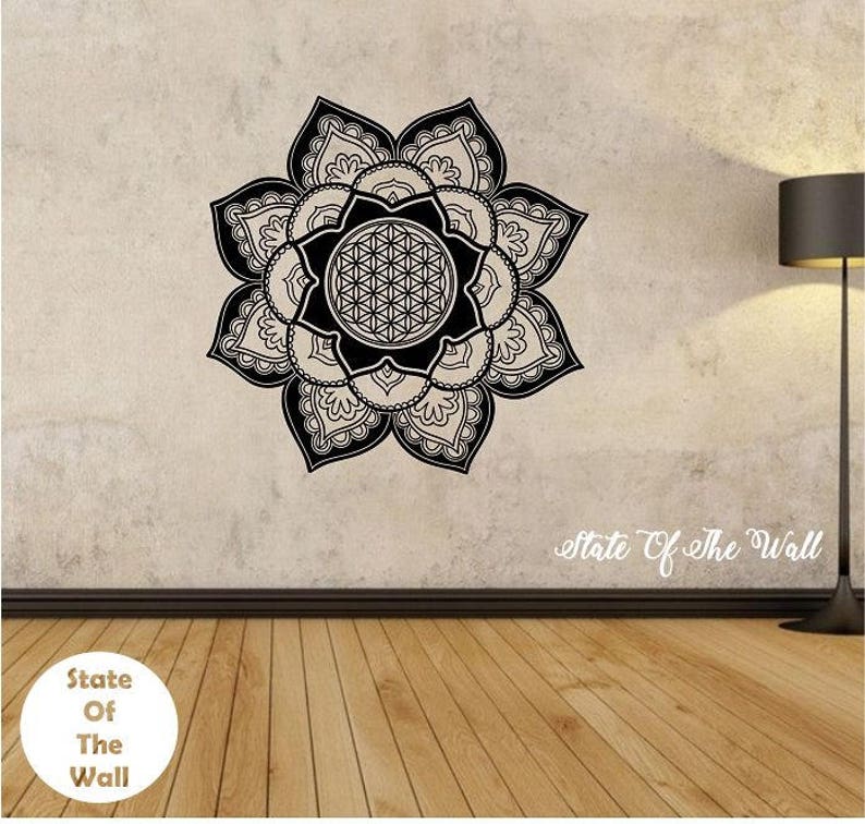 flower of life mandala flower wall decal flower namaste vinyl | etsy