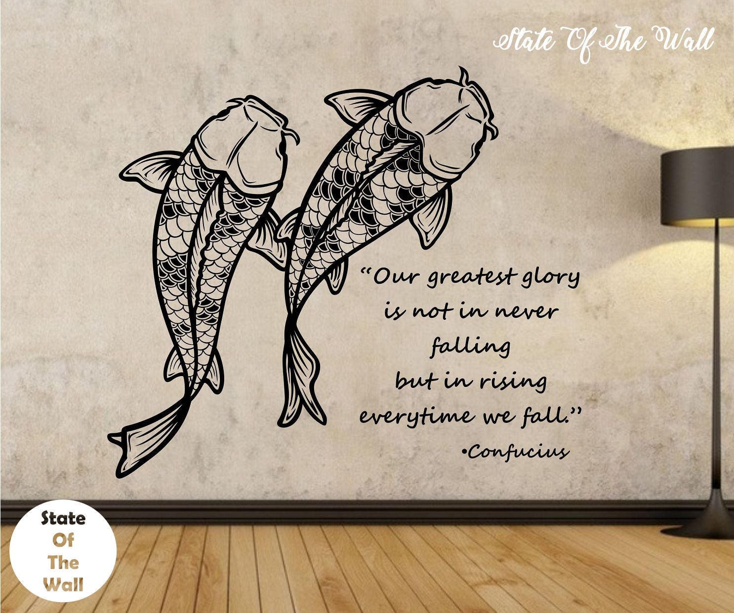 Koi Fish Wall Decal CONFUCIUS QUOTE Sticker Art Decor Bedroom Etsy