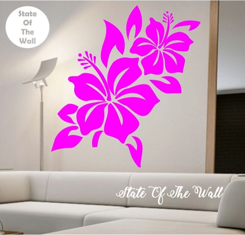 Hibiscus Flower Wall Decal Namaste Vinyl Sticker Art Decor Etsy