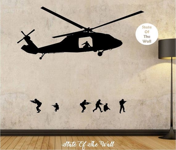 Army Helicopter Wall Decal Sticker Art Decor Bedroom Design Army Helicopter Wall Decal Sticker Art, Army Wall Decals