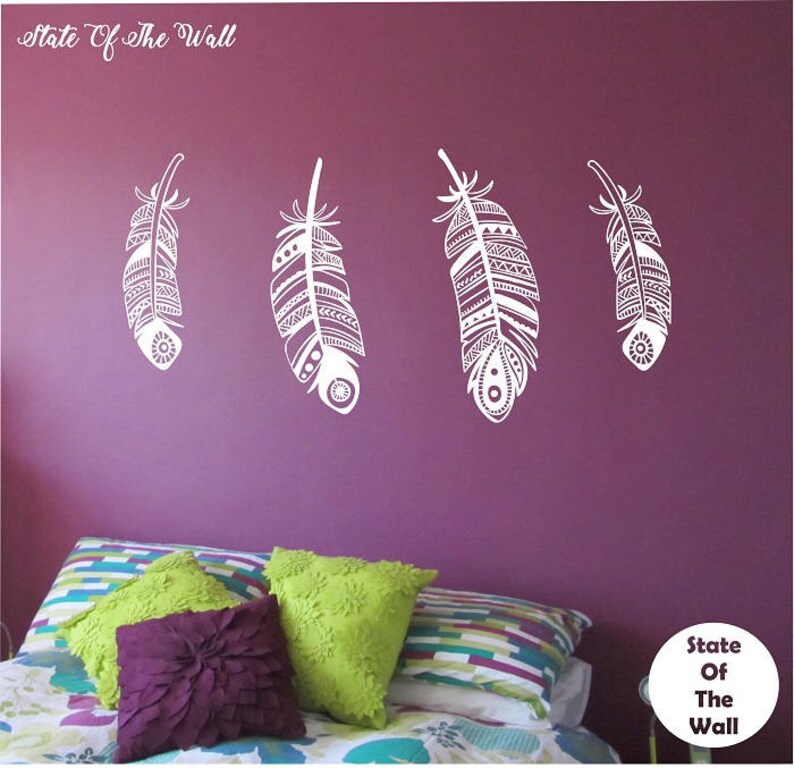 Feathers Tribal Feather Vinyl Wall Decal Sticker Art Decor Etsy