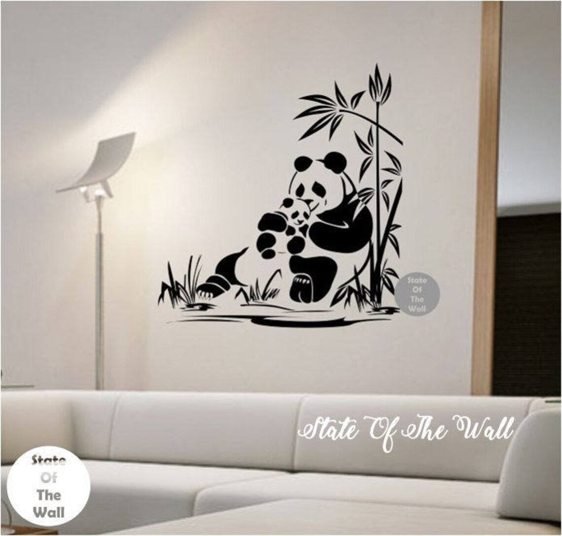 Panda Wall Decal Panda Family Sticker Art Decor Bedroom Design Etsy