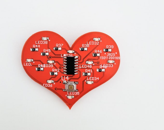 Circuit Board Pin - Mini Red Heart (Red LED's)