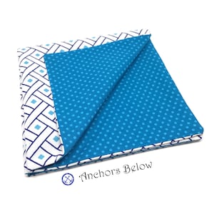 Blue Polka Dot Pocket Square, White & Navy Herringbone Pocket Square, Blue Diamonds Pocket Square, Gift for Him, Men&#39;s Suit Jacket Accessory