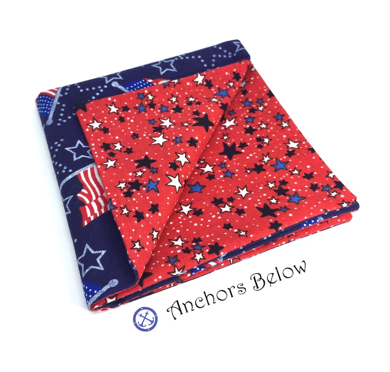 American Flag Pocket Square, USA Pocket Square, Red White and Blue Star