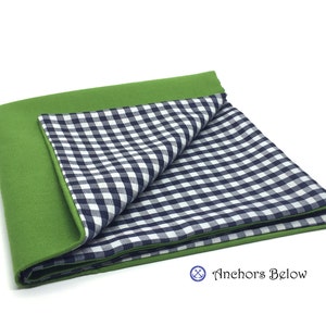 Blue Gingham Pocket Square, Navy Pocket Square, Green Pocket Square, Plaid Pocket Square, Double Sided Pocket Square, Blue Pocket Square