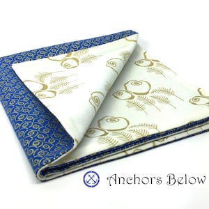 Oriental Pocket Square, Blue Pocket Square, White Pocket Square, Gold Pocket Square, Rose Gold Pocket Square, Double Sided Pocket Square