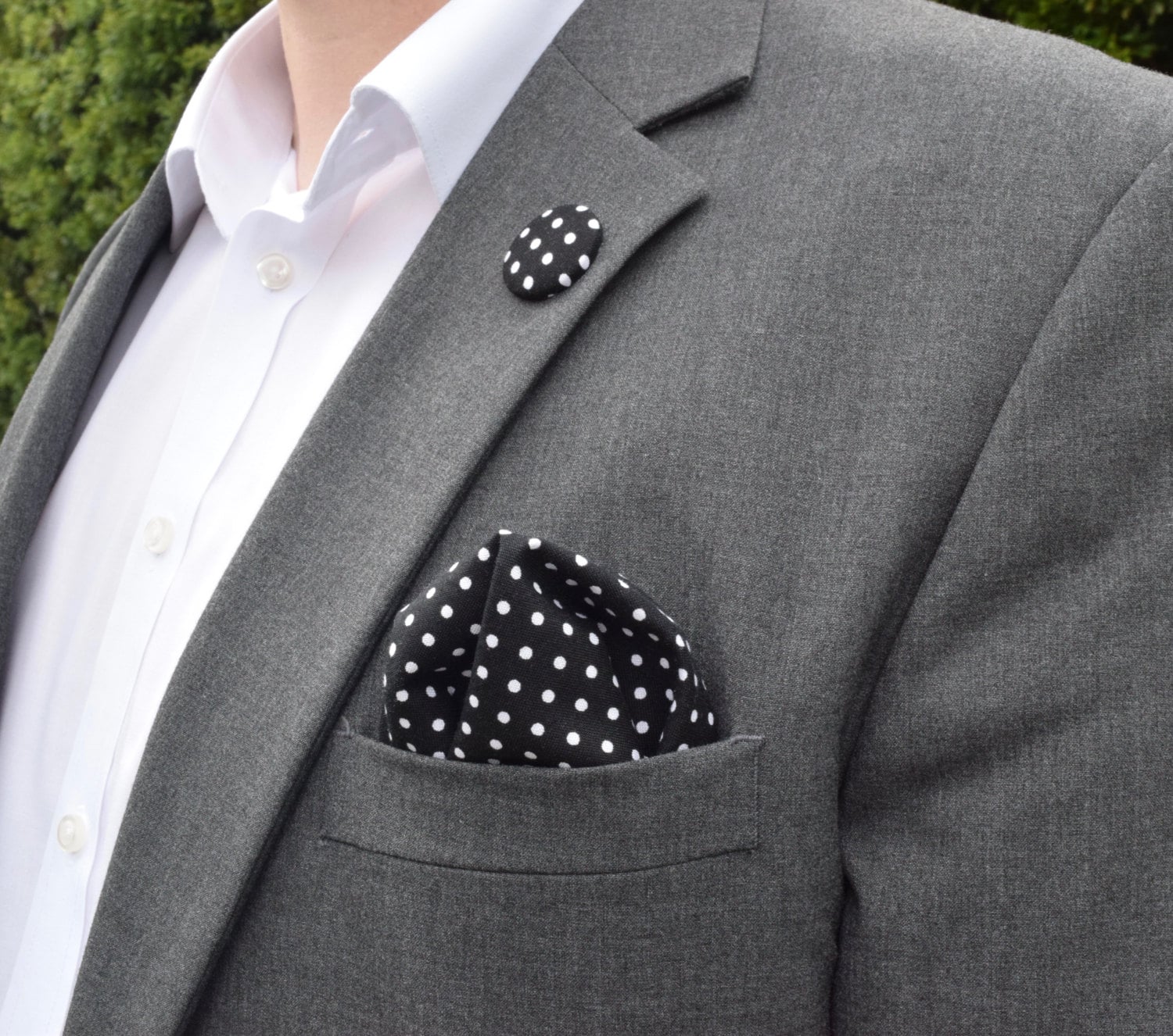 Black and White Polka Dot Pocket Square Double Sided - White and Black ...