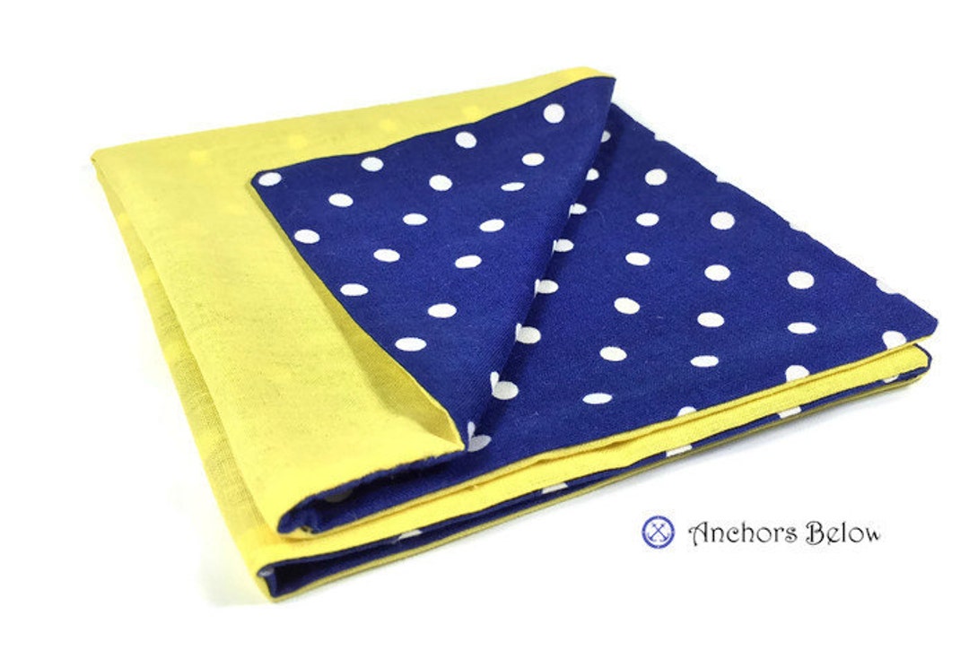 Cotton Pocket Square, Navy Blue Pocket Square, White Polka Dots Pocket ...