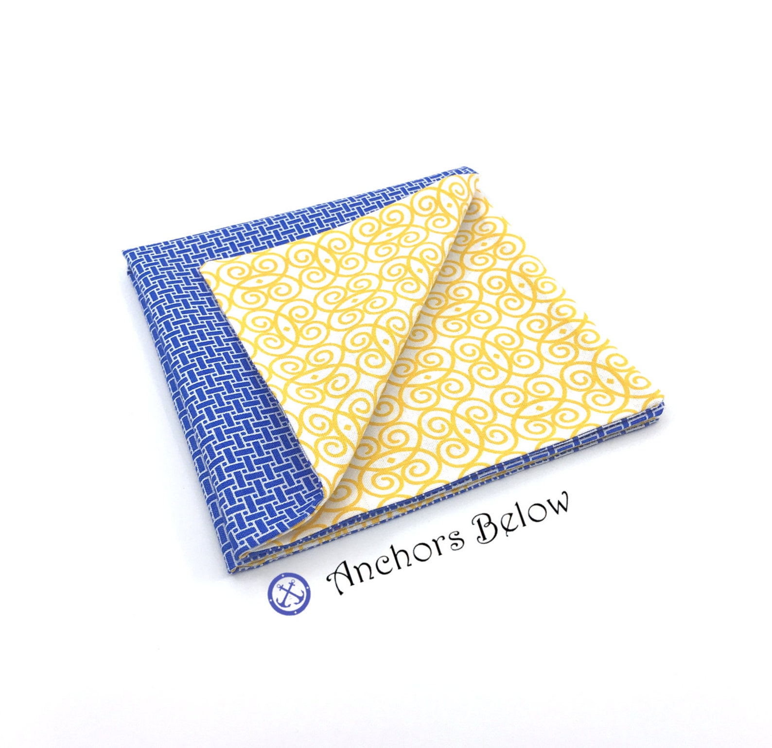Blue and Yellow Pocket Square, Blue Pocket Square, Yellow Pocket Square, Blue Geometric Pocket