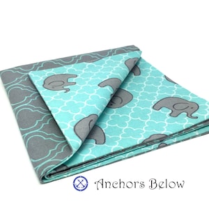 Elephant Pocket Square - Grey and Aqua Pocket Square - Moroccan Pocket Square - Double Sided Pocket Square - Republican Pocket Square