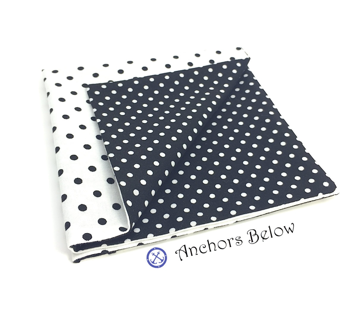 Black and White Polka Dot Pocket Square Double Sided White and Black ...
