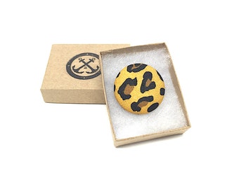 Leopard Print Lapel Pin, Magnetic Lapel Pin, Animal Print Fabric Brooch, Coat Jacket Pin, Jungle Lapel Pin, Suit Accessory, Scarf Pin