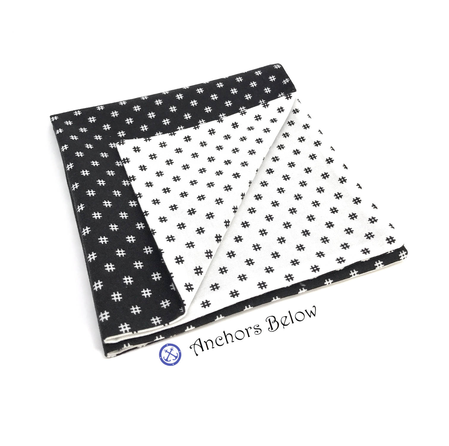 Hashtag Pocket Square, Black and White Pocket Square, Social Media ...