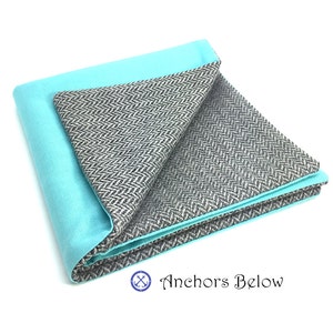 Grau Fischgrät Einstecktuch - Teal Einstecktuch - doppelseitige Medium Gewicht Einstecktuch - wolle Tasche Platz - Tasche Platz