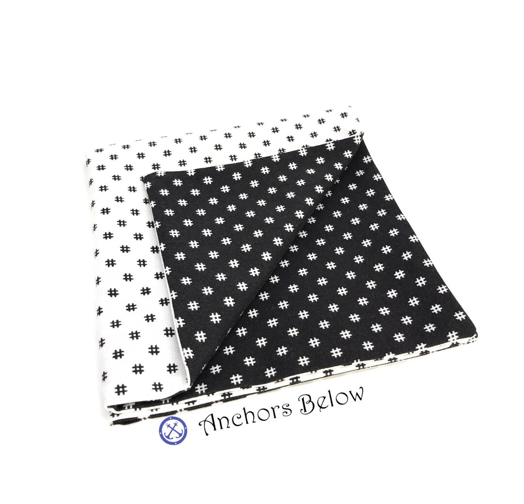 Hashtag Pocket Square, Black and White Pocket Square, Social Media ...