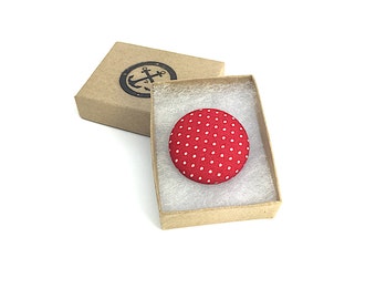 Red Polka Dot Lapel Pin, Magnetic Lapel Pin, Suit Jacket Accessory, Lapel Magnet, Fabric Lapel Pin, Jacket Pin, Gift For Him
