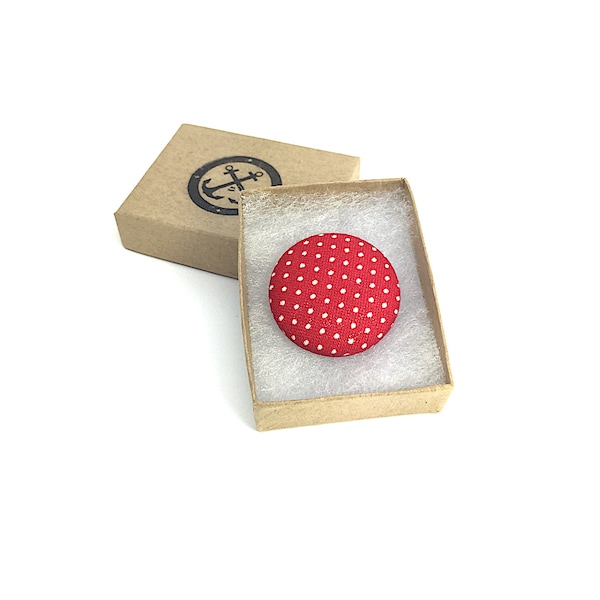 Red Polka Dot Lapel Pin, Magnetic Lapel Pin, Suit Jacket Accessory, Lapel Magnet, Fabric Lapel Pin, Jacket Pin, Gift For Him