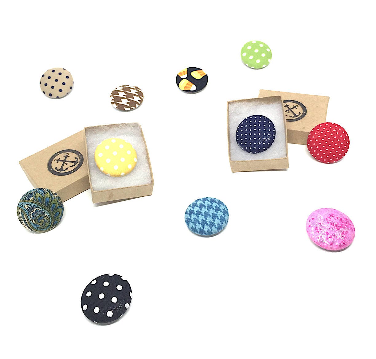 Lapel Pin Medium Polka Dot Lapel Pin Blue Scarf Etsy