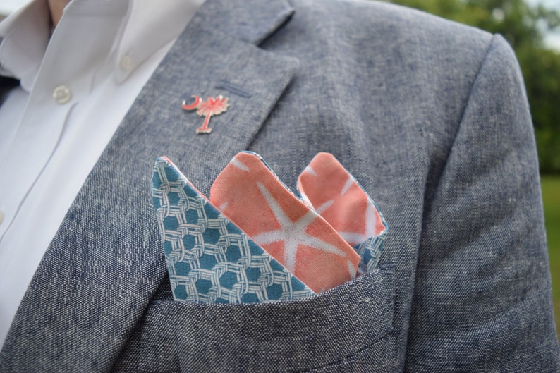Starfish Pocket Square Nautical Pocket Square Seaside Pocket Etsy