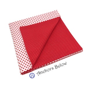 Red and White Polka Dot Pocket Square, Red Pocket Square, White Polka Dots Pocket Square, White and Red Pocket Square, Double Sided Hanky