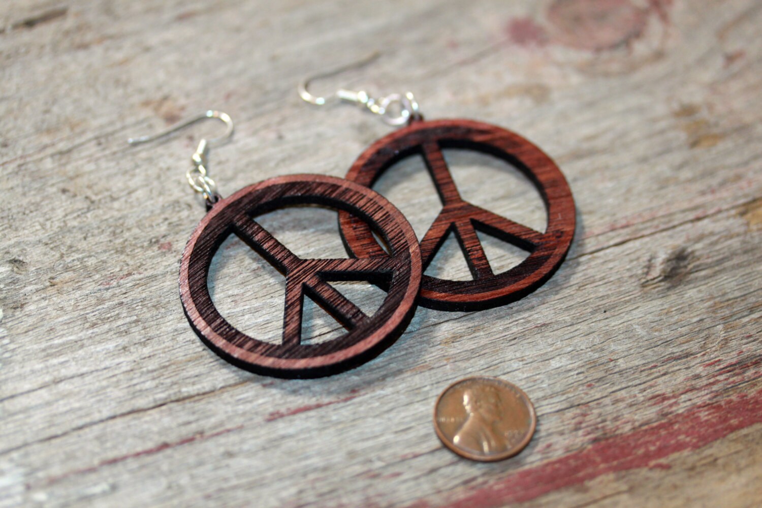 Laser cut wood earrings peace wooden earrings wood jewelry Etsy