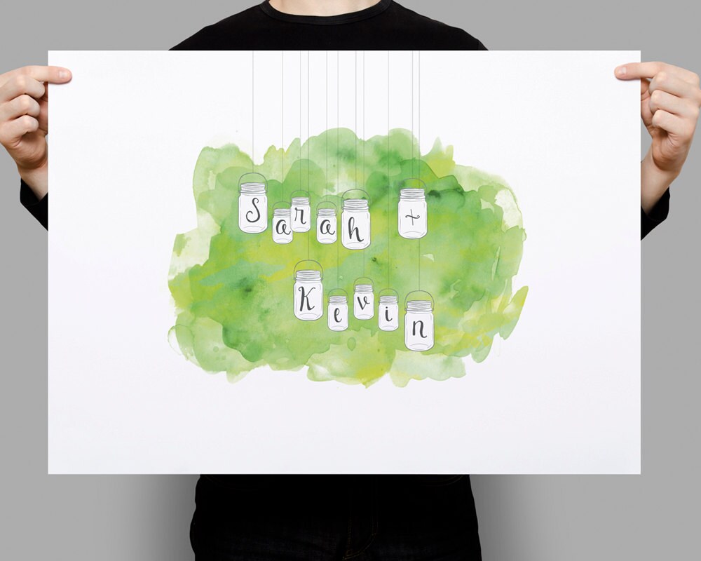 Personalised Mason Jar Name Art Print Etsy