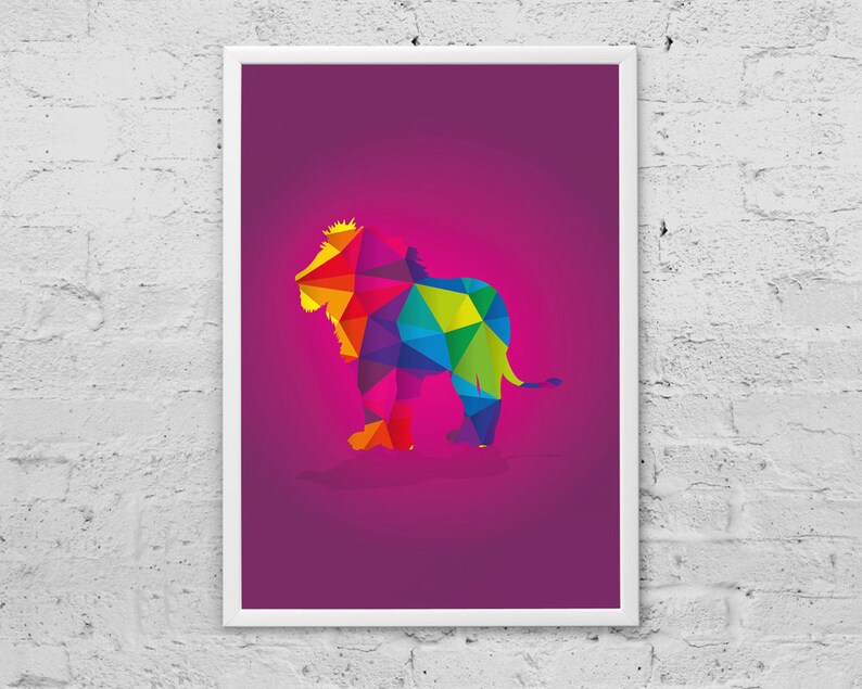 Lion geometric Animals Collection Art Print Etsy
