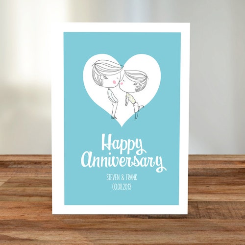Gay Couple Happy Anniversary Card / Husband Anniversary Card / Etsy