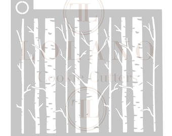 Birch tree pattern cookie stencil