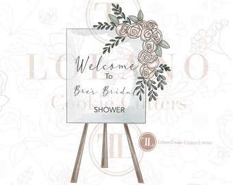Wedding/bridal shower easel with greenery cookie cutter