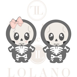 Boy and girl skeleton Halloween cookie cutters set of 2