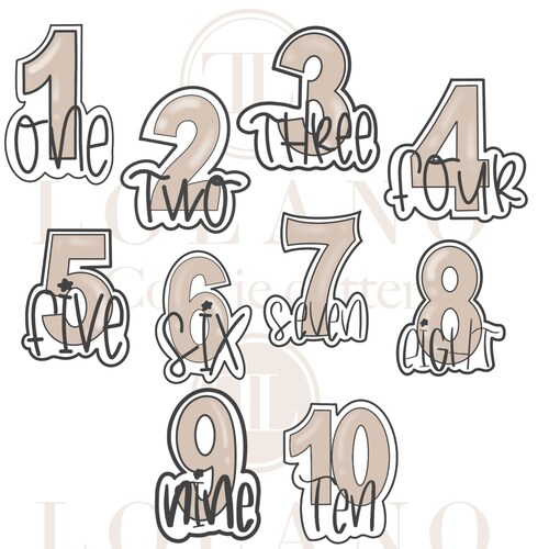 Worded Number Cookie Cutters1 Thru 9 Cookie Cutters Etsy
